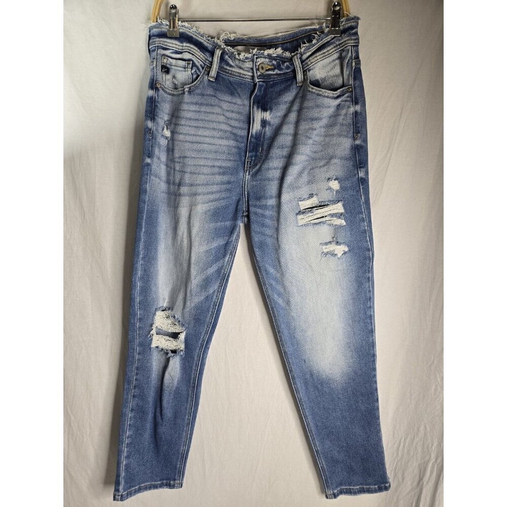 Kancan Women's High Rise Distressed Mom Jeans - KC9198L Size 13/30 Women's